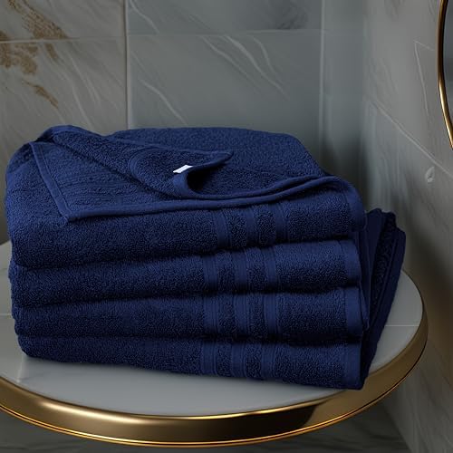 Tens Towels 4 Piece Bath Towels 27x54 Inches, Navy