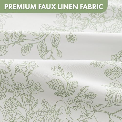 Spring Extra Long Sage Green Floral Shower Curtain W72*L90 Inches