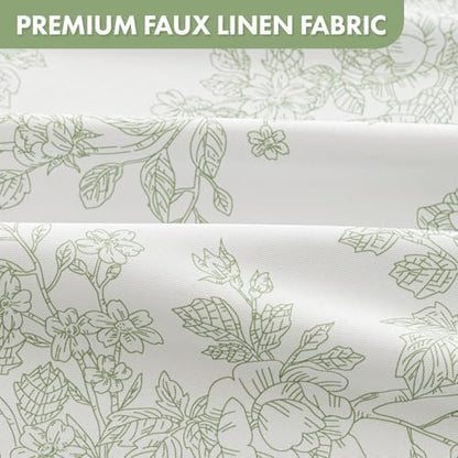 Spring Extra Long Sage Green Floral Shower Curtain W72*L96 Inches