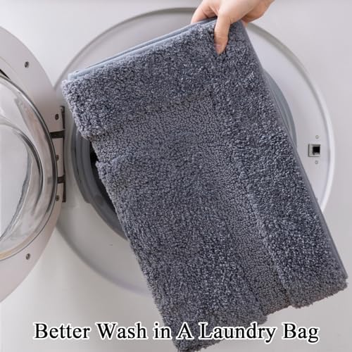 SHACOS Soft Microfiber Dark Grey Bathroom Rugs Sets 2 Pieces 32x20 inch