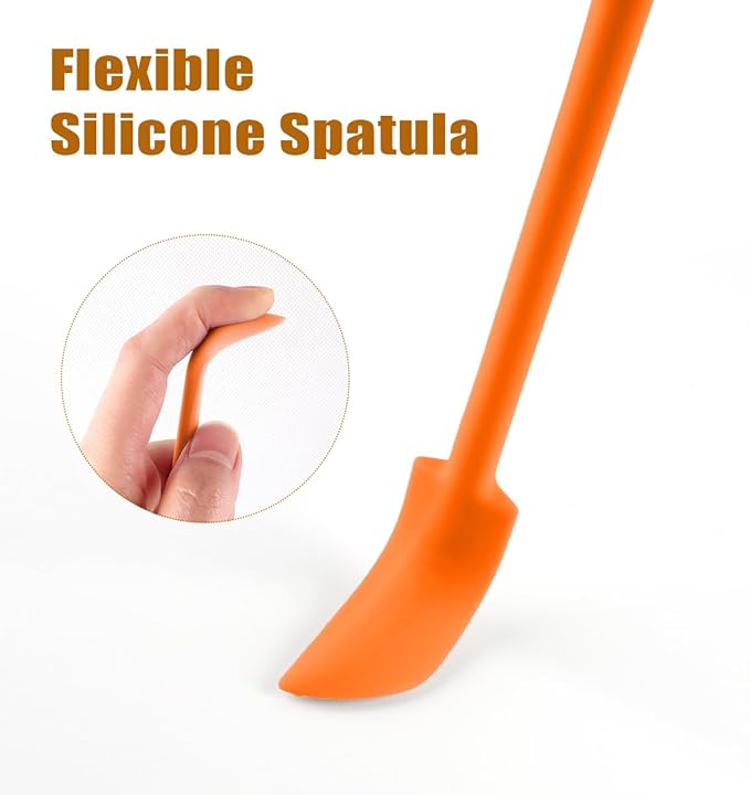Silicone Spatula Set (6Pcs) - Mini Scraper Tool for Beauty & Food - Reach Every Last Drop, Multi-Size Spatulas for Makeup Jars, Lotion Bottles & Kitchen Containers (Orange)