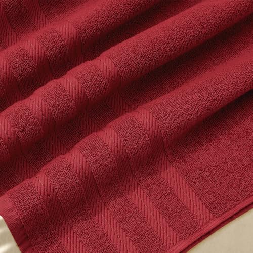 Hearth & Harbor Bath Towels for Bathroom - 100% Ring Spun Cotton Luxury Bathroom Towels - Soft & Highly Absorbent Bath Towels Set, 6 Piece Set, Red