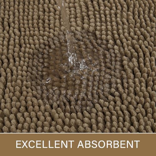 LOCHAS Luxury Bathroom Rug Shaggy Bath Mat 24 x 70 Inch, Tan