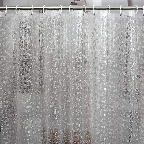 Bostofy Waterproof Shower Curtain Liner 8G EVA Thick Shower Curtain with Heavy Duty 3 Bottom Magnets, Shower Liner for Shower Stall, Bathtubs, 3D Pebble Pattern, 72 x 72,12 Hooks