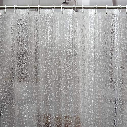 Bostofy Waterproof Shower Curtain Liner 8G EVA Thick Shower Curtain with Heavy Duty 3 Bottom Magnets, Shower Liner for Shower Stall, Bathtubs, 3D Pebble Pattern, 72 x 72,12 Hooks