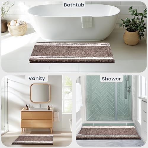 PURRUGS Bathroom Rug, Bath Mat, 30" x 60", Brown