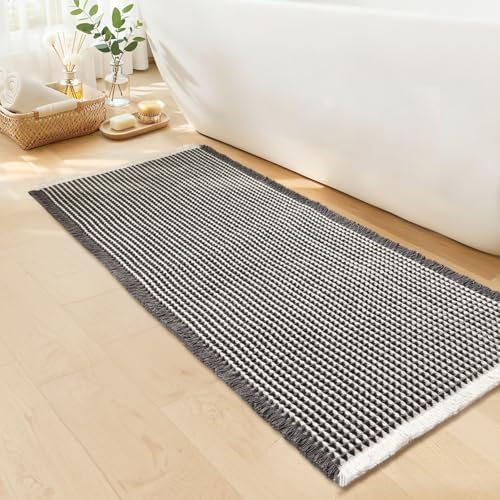 Long Bath Mat, Waffle Bathroom Runner Rug Non Slip Washable, 24 x 72