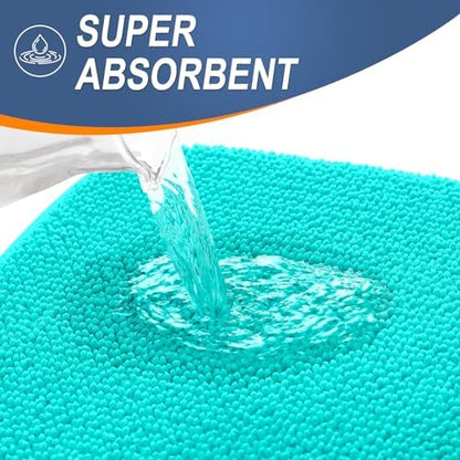 OLANLY Thick Memory Foam Bathroom Rugs 36x24, Soft Absorbent Bath Mat, Teal
