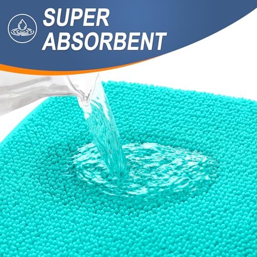 OLANLY Memory Foam Bathroom Runner Rug 44x24, Absorbent Long Bath Mat, Teal