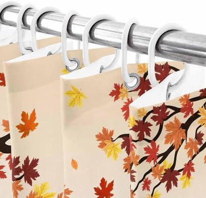 Shower Curtain Bathroom Set Fall Thanksgiving Pumpkin Maple Leaf Waterproof Shower Curtains with Grommets Hooks Orange Gradient Privacy Bath Curtain for Bathtub Decor 72x78in