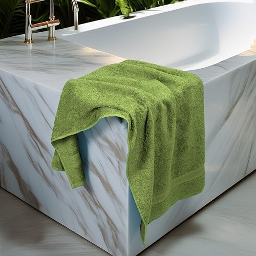Large Bath Towels Set of 6 – 100% Cotton Terry – 24" x 50" – Quick Dry, Soft & Highly Absorbent – Forest Green Towels for Bathroom, Gym, Spa, Pool & Daily Use