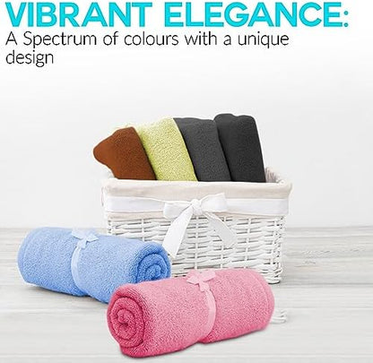 QUBA LINEN 100% Cotton Hand Towel Set – Soft, Absorbent Towels for Bathroom, Kitchen & Gym Use – Durable, Reusable & Machine Washable Towels - Multi-Color, 16 x 28 Inches, Pack of 6