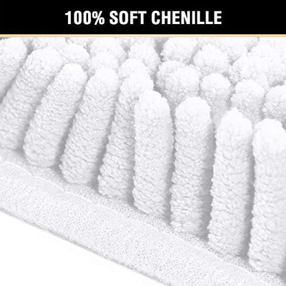 H.VERSAILTEX Bath Mats for Bathroom Non Slip Luxury Chenille Ultra Soft Bath Rugs 24x36 Absorbent Non Skid Shaggy Rugs Washable Dry Fast Plush Area Carpet Mats for Indoor, Bath Room, Tub - Pure White
