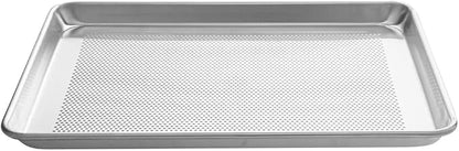 Restaurantware Met Lux 18 x 13 x 1 Inch Baking Sheet Pan 1 Perforated High Temp Baking Sheet - Half-Size Freezable Silver Aluminum Potato Chip Baking Tray Dishwasher-Friendly
