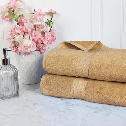 SUPERIOR Egyptian Cotton Pile Heavyweight Bath Sheet, 2 Piece Set, Toast