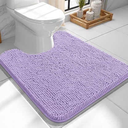 OLANLY Toilet Rugs U-Shaped 24x24, Soft Absorbent Chenille Contour Rugs