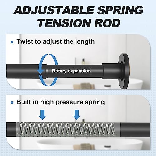 CorkLatta 2 Pack Heavy Duty Black Shower Curtain Rod 31 to 68 Inch