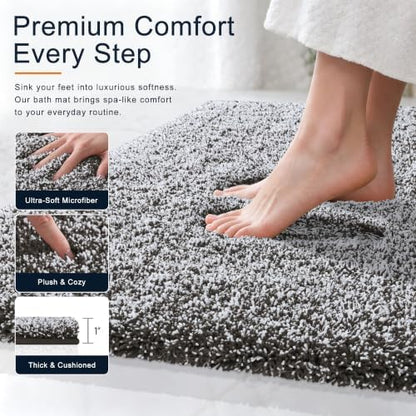OLANLY Microfiber Bathroom Rugs 70x46, Quick Dry Mat, Dark Brown and White