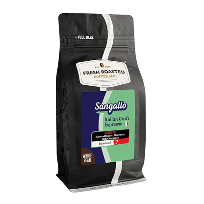 Fresh Roasted Coffee, Sangallo Italian Craft Artisan Blend Whole Bean Coffee, Medium Roast, Kosher, 12 oz