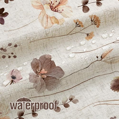 Gibelle Brown Linen Watercolor Floral Fabric Shower Curtain, 72x72