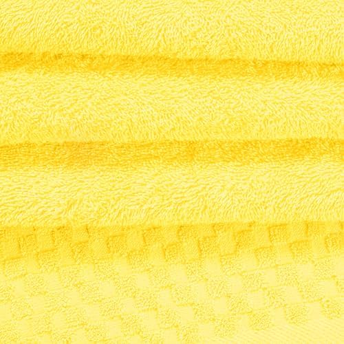 MyOwn Premium Cotton 6 Pack Towel Set for Bathroom, Contains 2 Bath Towels 28x55 inch, 2 Hand Towels 16x24 inch & 2 Wash Coths 12x12 inch, Ideal Everyday use, Compact & Lightweight - Lime Yellow