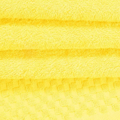 MyOwn Premium Cotton 6 Pack Towel Set for Bathroom, Contains 2 Bath Towels 28x55 inch, 2 Hand Towels 16x24 inch & 2 Wash Coths 12x12 inch, Ideal Everyday use, Compact & Lightweight - Lime Yellow
