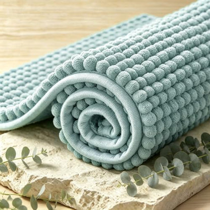 SUBRTEX Bathroom Rugs, 24" x 60" Chenille Bath Rug Soft Short Plush Bath Mat Soft Shower Mat Water Absorbent Shower Mat Quick Dry Machine Washable, Light Green
