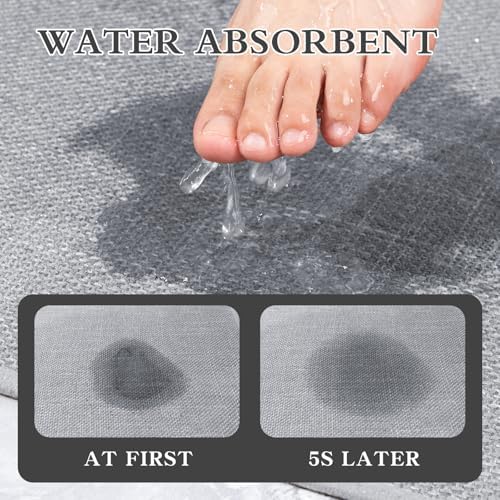 chakme Bathroom Rugs Mat 47x17, Ultra Thin Non Slip Bath Mat Runner Quick Dry Absorbent Bath Mat for Bathroom Floor, (Light Grey, 47"x17")