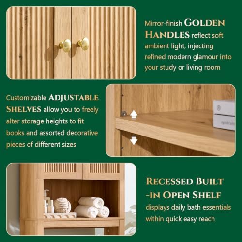 72" Over The Toilet Storage Cabinet, Wood Bathroom Storage Cabinet, Natural