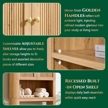 72" Over The Toilet Storage Cabinet, Wood Bathroom Storage Cabinet, Natural