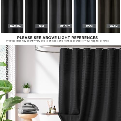 Madison Park Arbor Waffle Stall Shower Curtain, 36 x 72, Black Solid