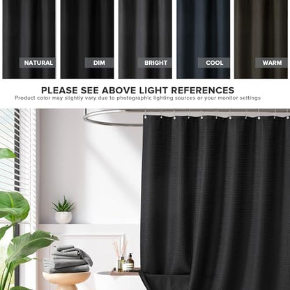 Madison Park Arbor Waffle Stall Shower Curtain, 36 x 72, Black Solid
