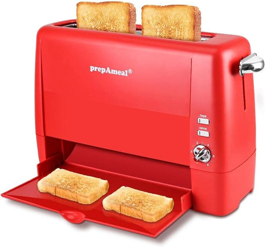 Long Slot Toaster 2 Slice Toaster with 6 Shade Settings, Bagel/Cancel, Extra Wide Slots, Removable Crumb Tray, for Bagels, Waffles, Breads, Puff Pastry, Snacks (2-Slice, Red)
