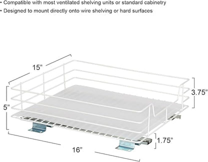 Household Essentials Powder-Coated Steel Pantry Pull-Out Organizer, White