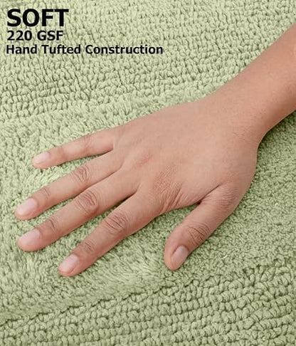 COTTON CRAFT Bath Rugs - 2 Pack Large 20x30 Soft Plush Bath Mats - Sage