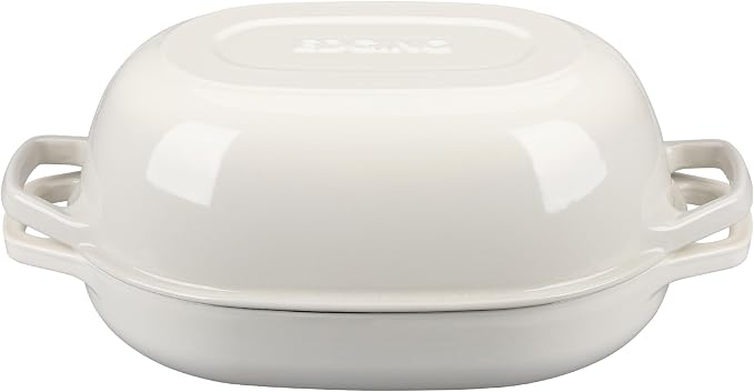 EDGING CASTING Enameled Cast Iron Oval Dutch Oven Pot with Lid, Dutch Oven for Sourdough Bread Baking, Bread Oven, Bread Dutch Oven, Oval Bread Pan, 7qt, White