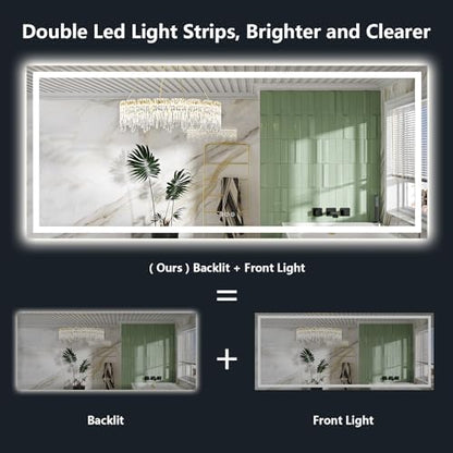 88x38 LED Bathroom Mirror with Lights, Lighted Vanity Mirror