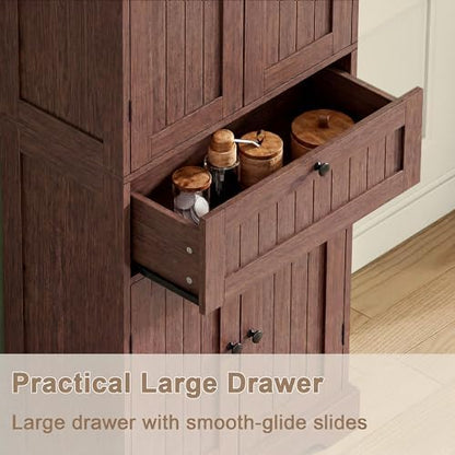 ChooChoo 51" H Bathroom Floor Cabinet with Drawer and Adjustable Shelves