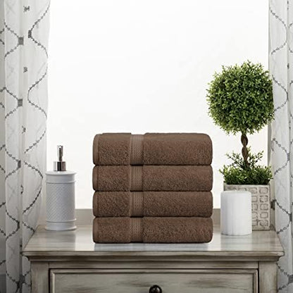 SUPERIOR Egyptian Cotton Plush & Absorbent, Hand Towel Set of 4, Chocolate