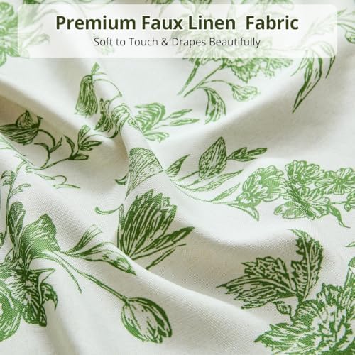 Warmstar Farmhouse Shower Curtain,Green Floral Shower Curtain for Bathroom Linen Look Vintage Shower Curtain with Weighted Hem,72" W x 84" L