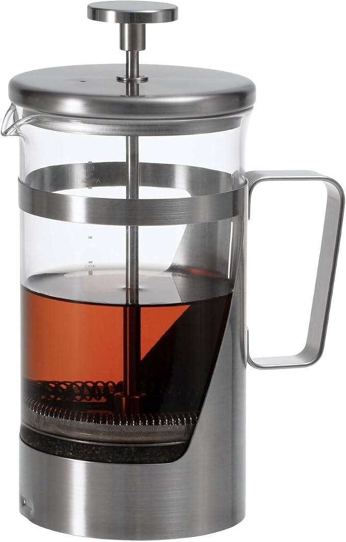 HARIO THSV-4-HSV Hairline Silver Pressed Coffee, Heat Resistant Glass, Stainless Steel, Practical Capacity, 20.3 fl oz (600 ml)
