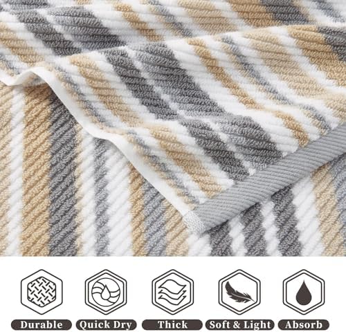 VOOVA & MOVAS Hand Towels 4 Pack, 100% Cotton, 16x27 in, Tan Gray Beige