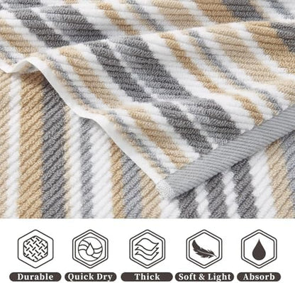 VOOVA & MOVAS Hand Towels 4 Pack, 100% Cotton, 16x27 in, Tan Gray Beige
