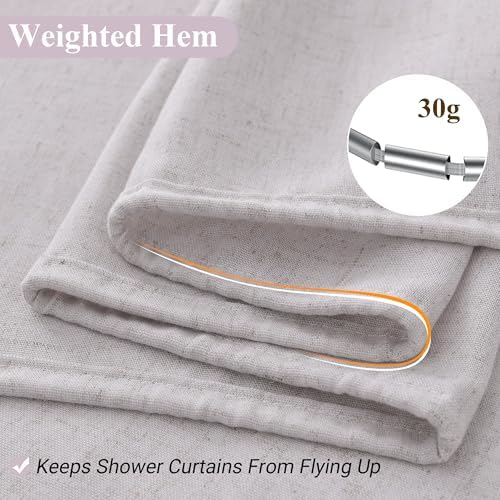 Naturoom Linen Shower Curtain 84 Inch Long for Bathroom Champagne 1 Panel