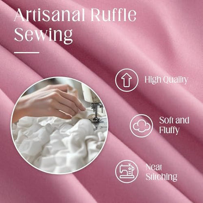 Ruffle Farmhouse Shower Curtain, Pink Vintage Shower Curtains for Bathroom Fabric Cute Rustic Cloth, 72" W X 84" L Inch