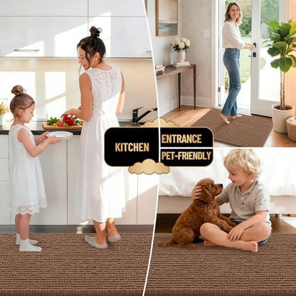 OLANLY Thick Chenille Large Bathroom Rugs 44x32, Absorbent Bath Mat, Mocha