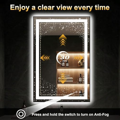 LED Bathroom Mirror with Light, 24x36 Vanity Mirror for Wall with Frame