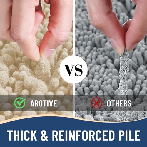 Arotive Bathroom Rugs Mat 36x24, Soft Absorbent Chenille Shaggy Bath Mat