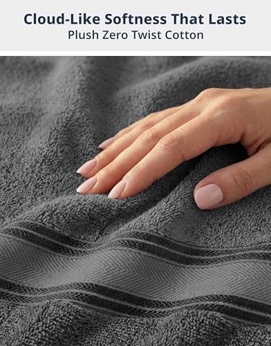 LANE LINEN Bath Sheet Set 4 Pack Oversized Soft Absorbent Quick Dry - Grey