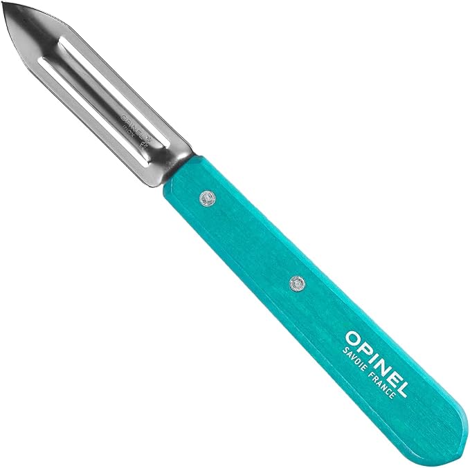 OPINEL Les Essentials - Small Kitchen 4 Piece Knife Set - Paring, Serrated, Peeler, Vegetable Knife, Corrosion Resistant High Carbon Steel, Made in France (POP 80)